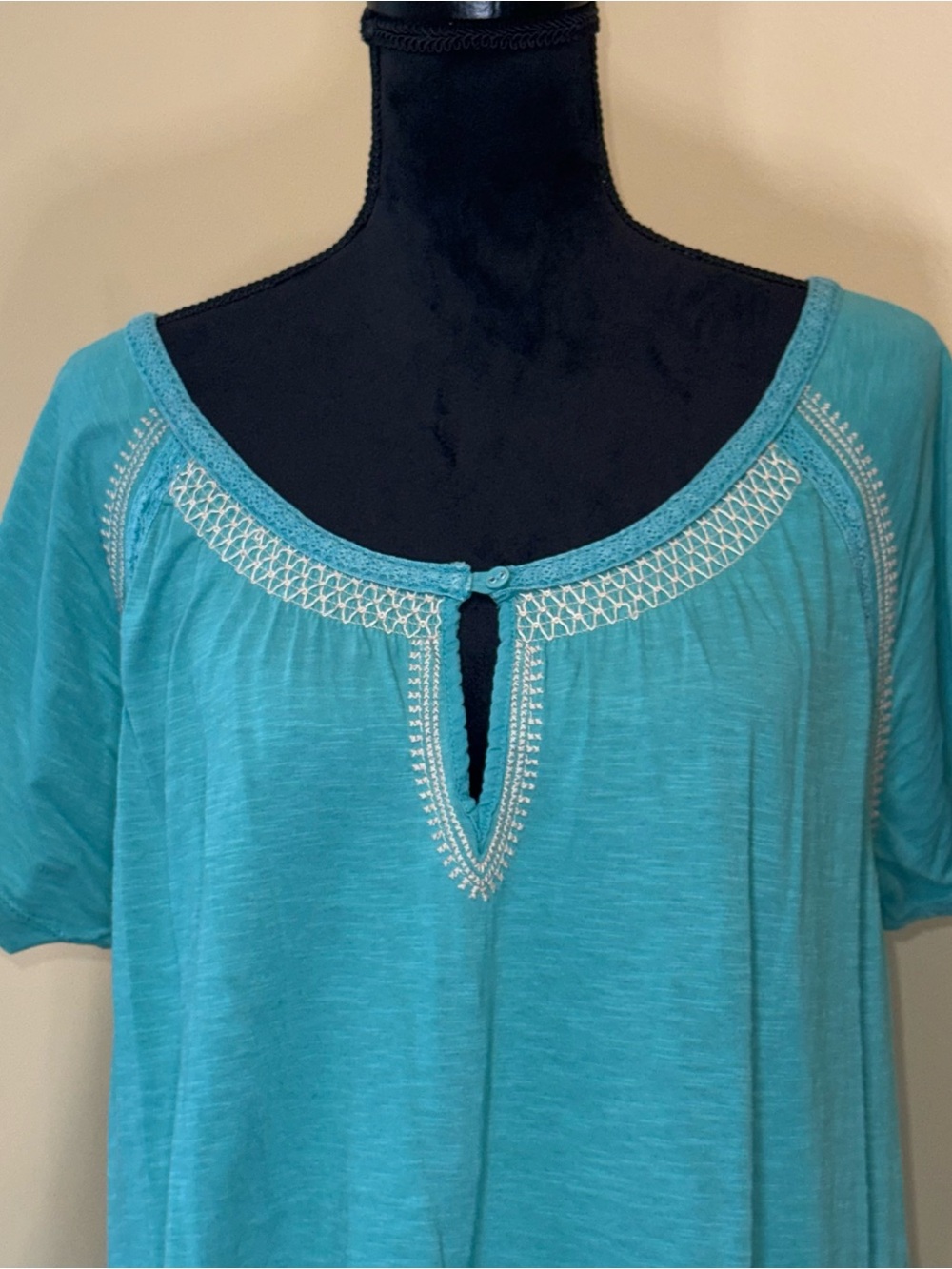 Eddie Bauer Short Sleeve Tee Teal Green with Tan Details Size XL - Picture 2 of 12